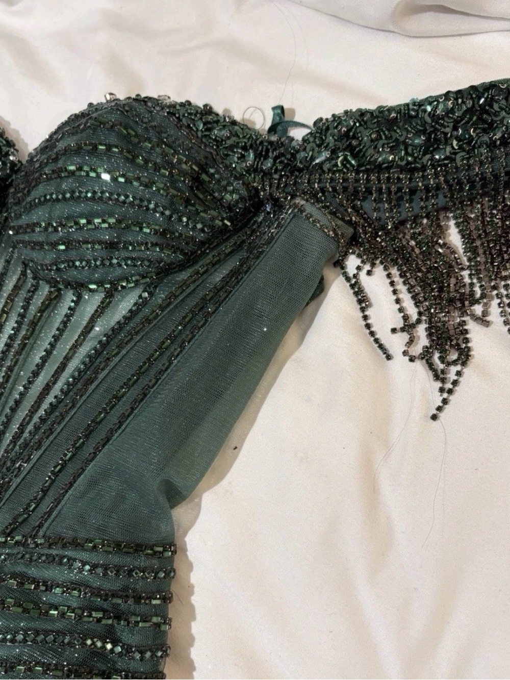 Embellished Dark Green Evening Dress prom special occasions size 2